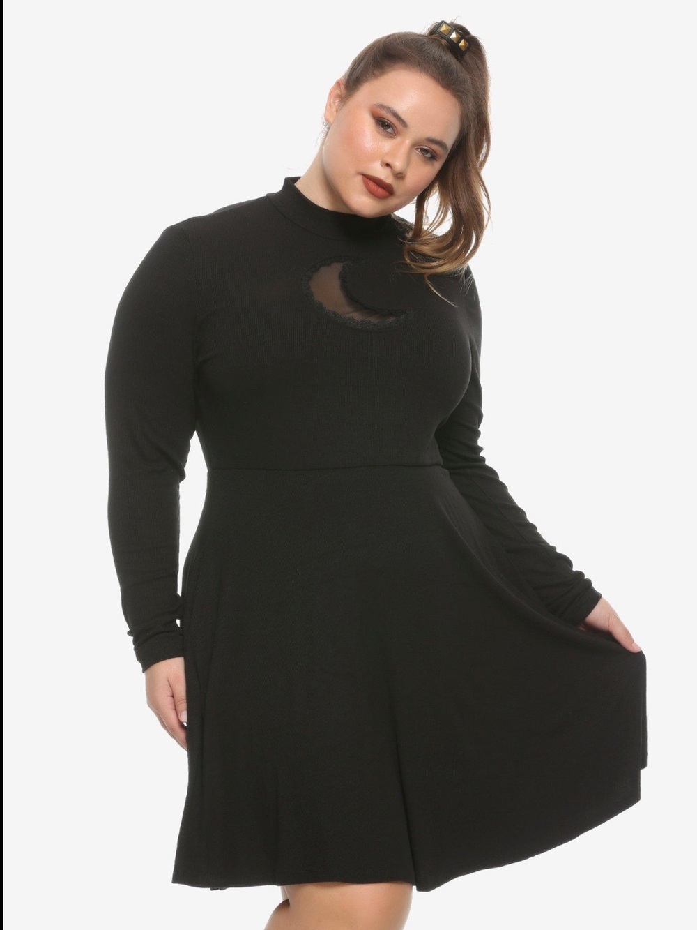 Hot Topic Black Long-Sleeve Witch Dress with Crescent Moon Cutout